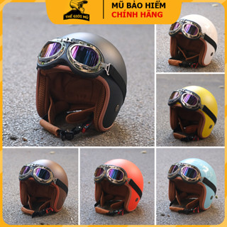 Mũ bảo hiểm 3/4 NTMax có kính phi công,uv (tặng hình dán sticker),nón bảo hiểm che tai 3 4 có kính đi phượt cực chất,