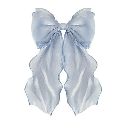 Kẹp Tóc Nơ Mỏng Lớn Màu Xanh Dương + Mơ Thời Trang Cho Nữ