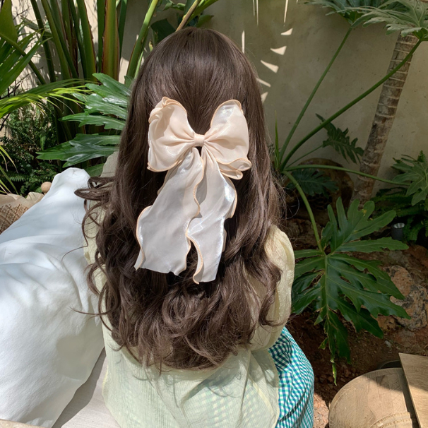 Kẹp Tóc Nơ Mỏng Lớn Màu Xanh Dương + Mơ Thời Trang Cho Nữ