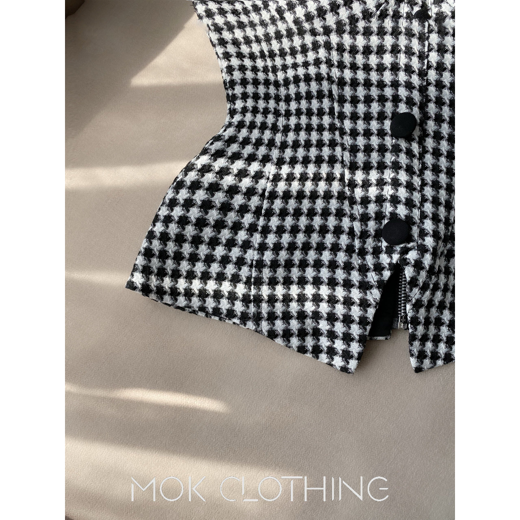 Áo nữ 2 dây có mút ngực phối nút dây kéo sau lưng dáng ôm xoè nhẹ phần dưới siêu xinh
