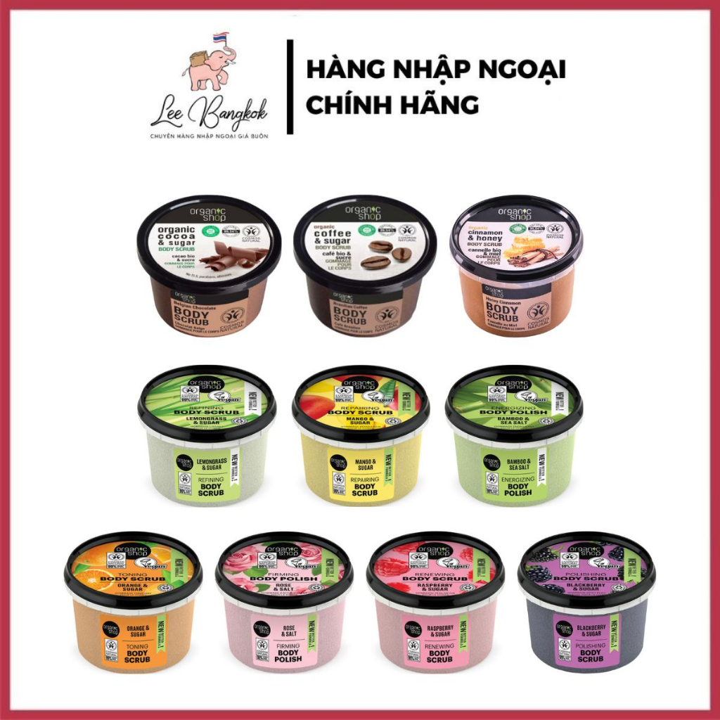 Tẩy Tế Bào Chết Toàn Thân Organic Shop Organic Body Scrub Dành Cho Da Nhạy Cảm Giúp Mờ Thâm, Dưỡng Trắng Da 250ml