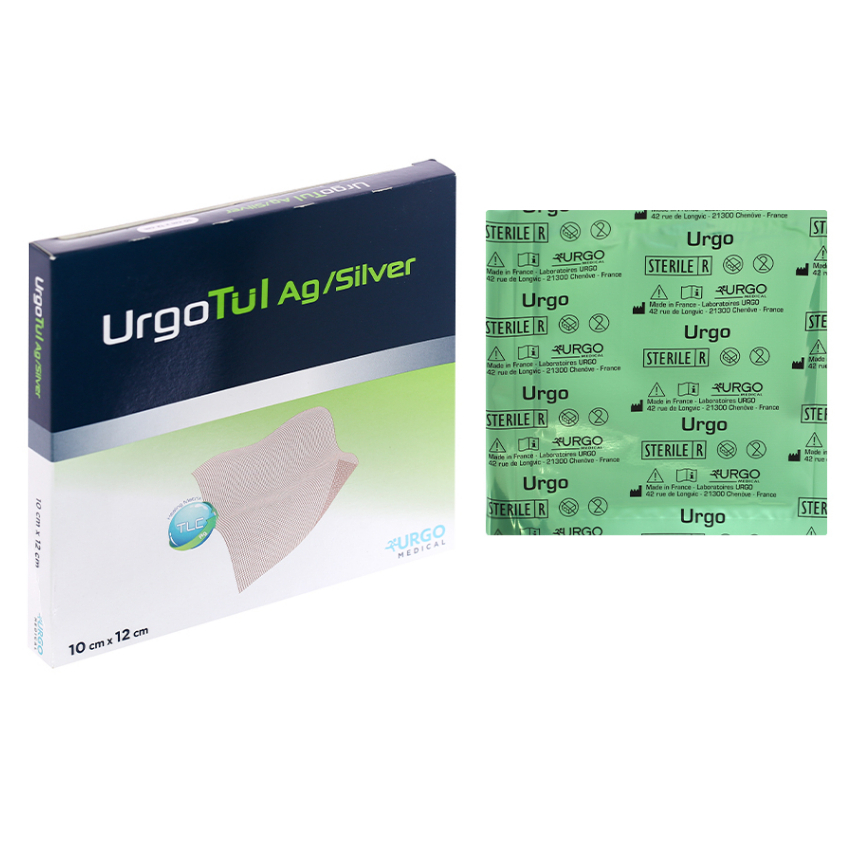 Gạc lưới chống dính Urgotul Ag / Silver kháng khuẩn, mau lành vết thương, thay băng không đau, Urgo Tul Bạc