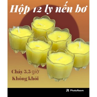 Hộp 12 ly nến bơ hoa Mai đổ sẵn dùng cúng dường chư Phật