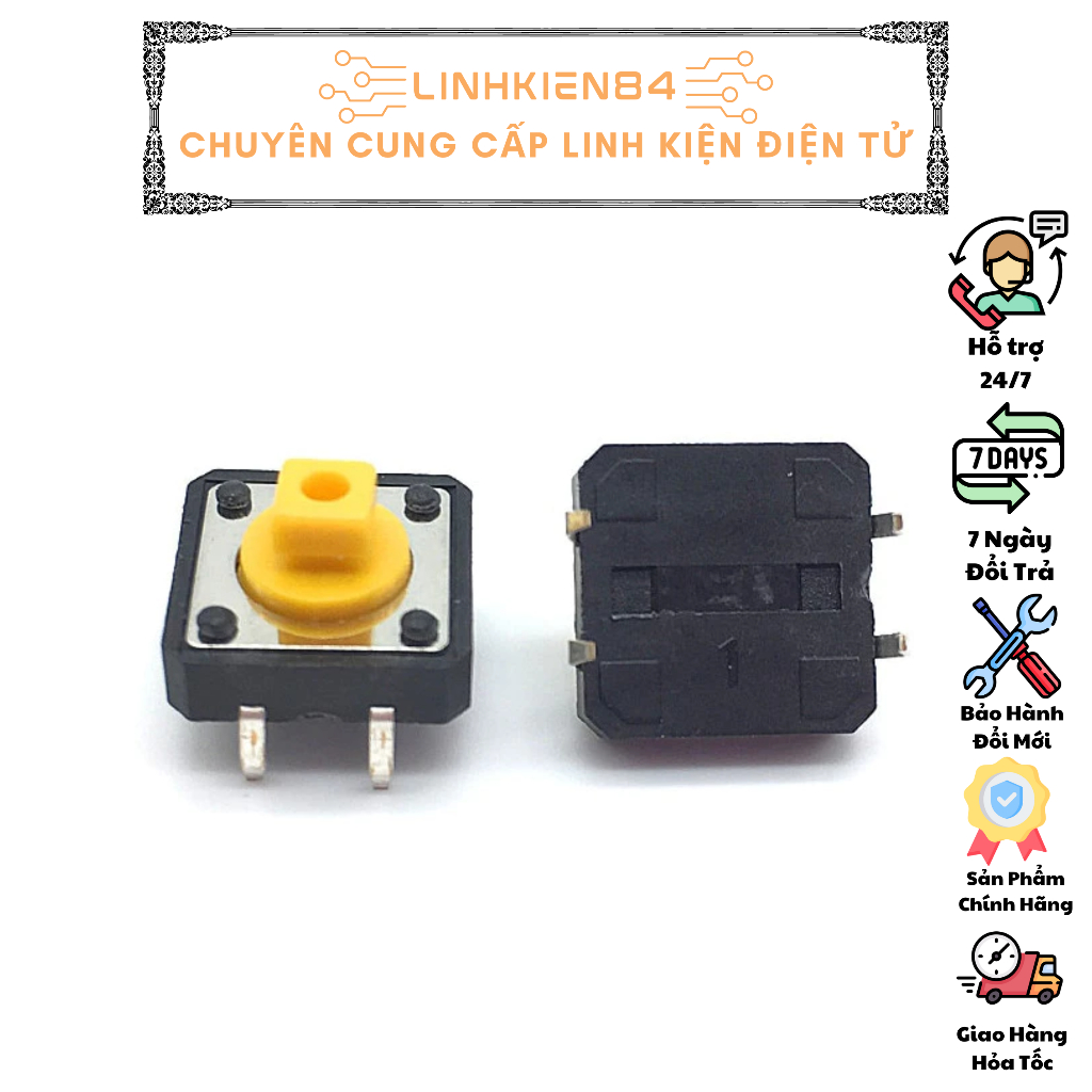 COMBO 5 Chiếc Nút Nhấn 4 Chân Omron 12x12x7.3MM