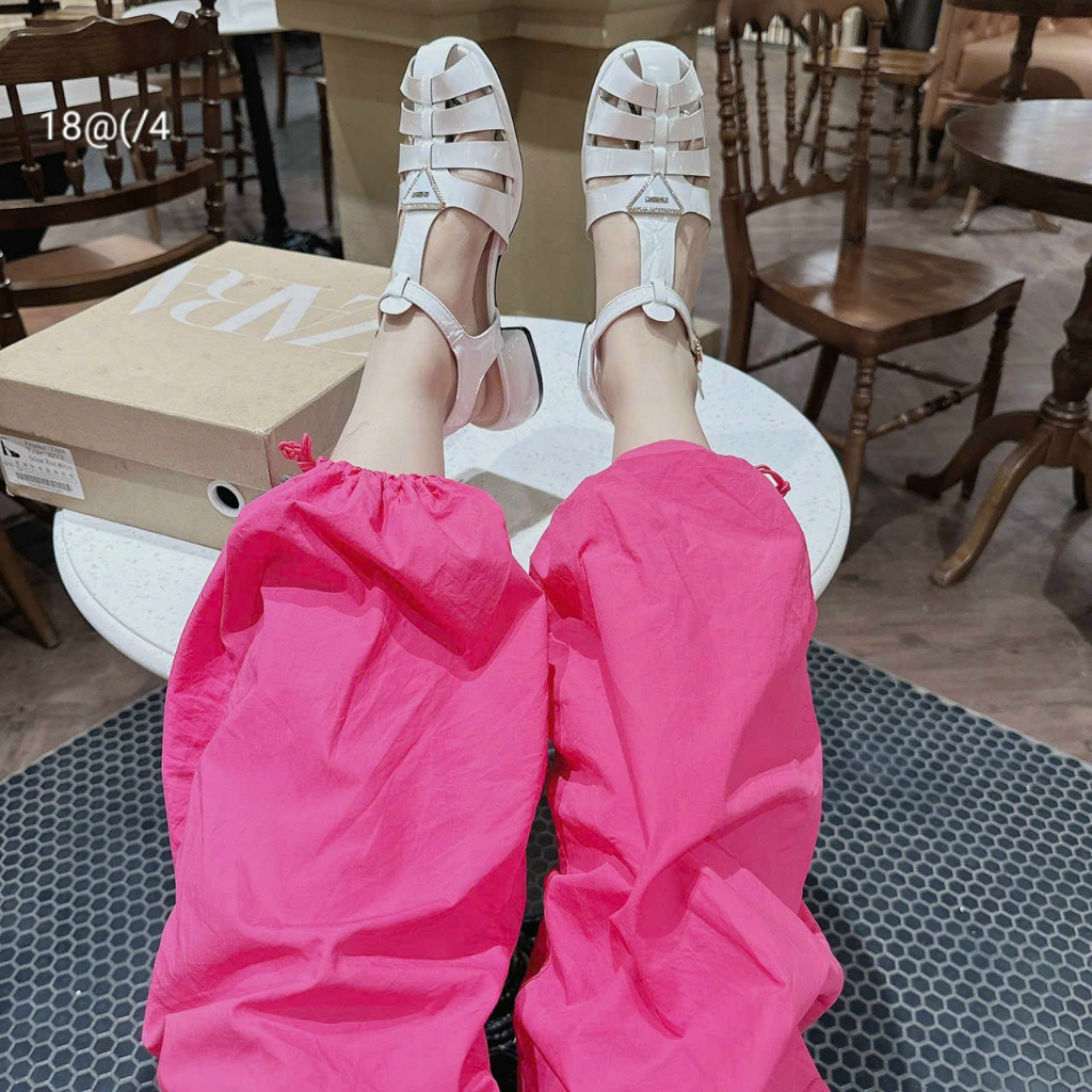 Sandal dây rọ đính khóa đá gót vuông 3 phân form dáng siêu đẹp