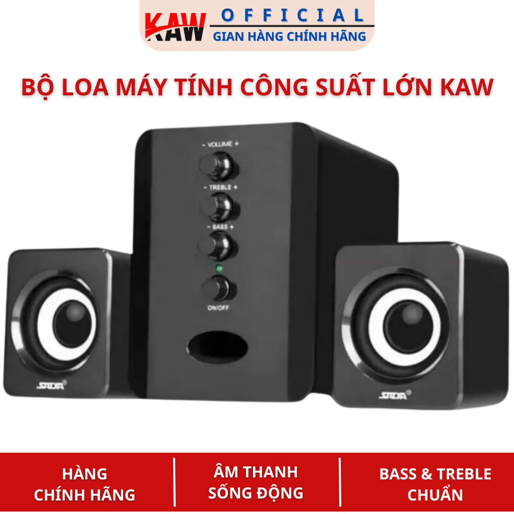 Bộ 3 Loa Máy Tính USB KAW D202 Bass Căng- Âm Thanh Sống Động - Bảo Hành 12 Tháng Toàn Quốc