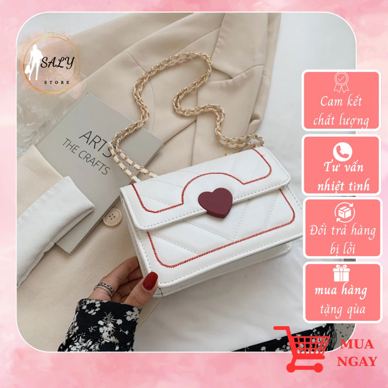 Túi Đeo Chéo, Túi Xách Đeo Vai thiết kế dây xích khoá hình trái tim phong cách SALY STORE mã HT040 003