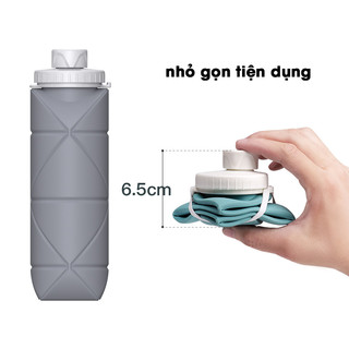 Bình đựng nước co giãn gấp gọn 600ml chất liệu silicone,bình nước thể thao,du lịch mang theo tiện lợi