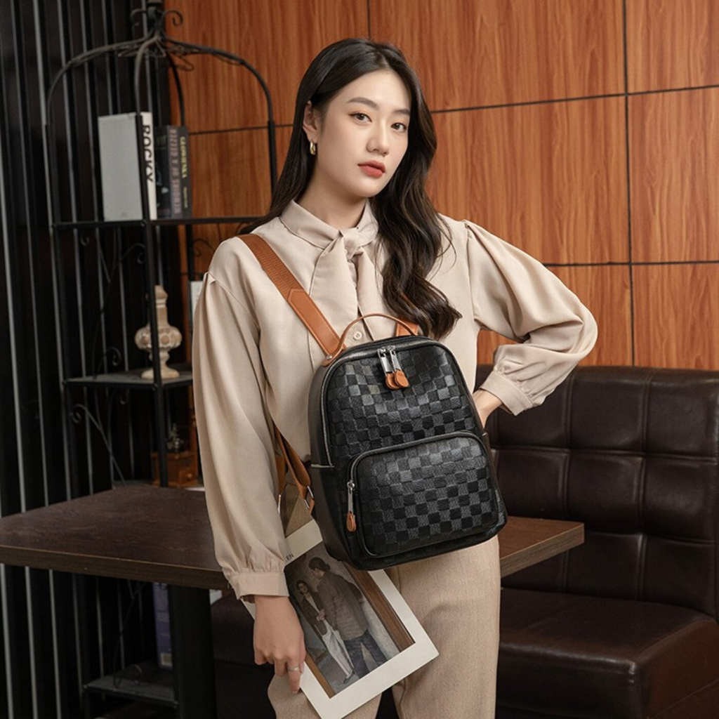 Ba lô đi học, balo đi chơi ô trám size 30 K243