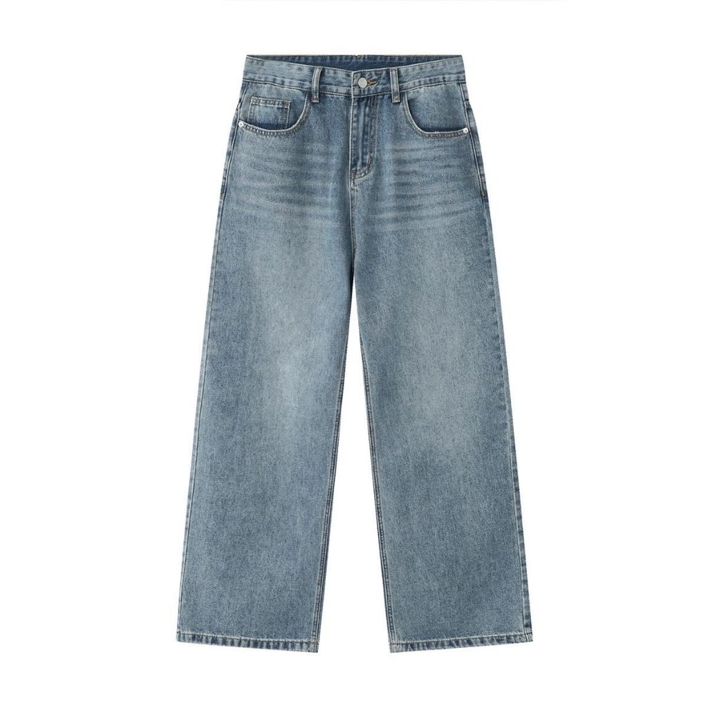 Quần Jeans Xanh Hàn Quốc Ống Rộng Form Dáng Baggy