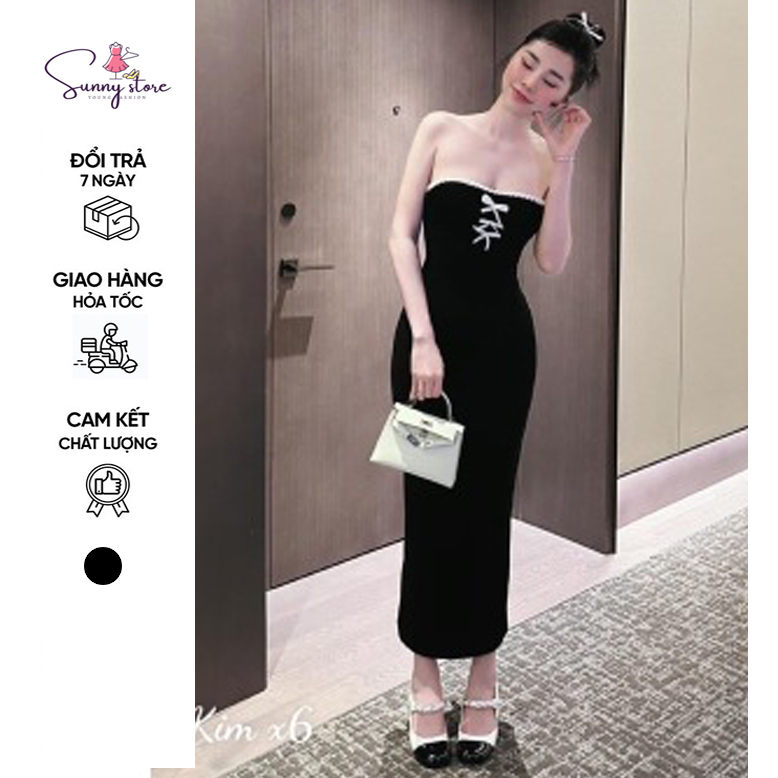 Đầm ôm cúp ngực đính nơ (Sn076)
