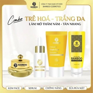 Trọn bộ: kem face , serum b5, kem chống nắng + sữa rửa mặt bamboo