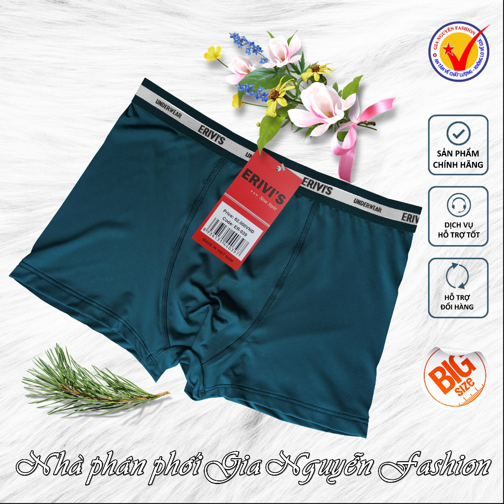 Combo 4 Quần Boxer nam, quần lót đùi nam Thun lạnh, thương hiệu Erivis - Hàng Việt Nam chất lượng cao (có size lớn)