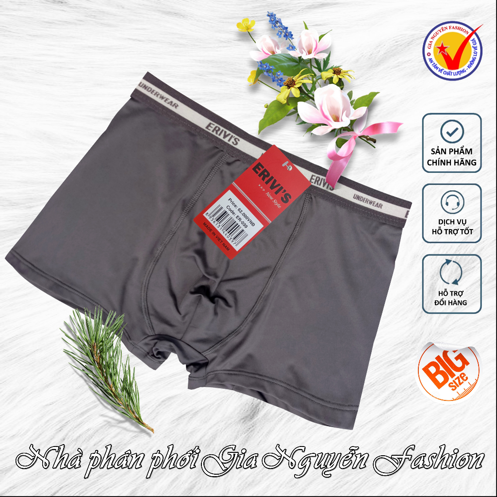 Combo 4 Quần Boxer nam, quần lót đùi nam Thun lạnh, thương hiệu Erivis - Hàng Việt Nam chất lượng cao (có size lớn)