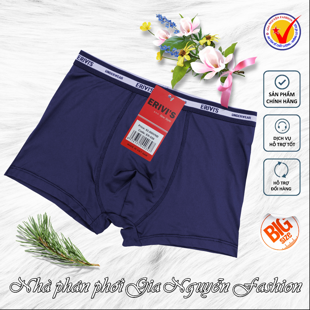 Combo 4 Quần Boxer nam, quần lót đùi nam Thun lạnh, thương hiệu Erivis - Hàng Việt Nam chất lượng cao (có size lớn)