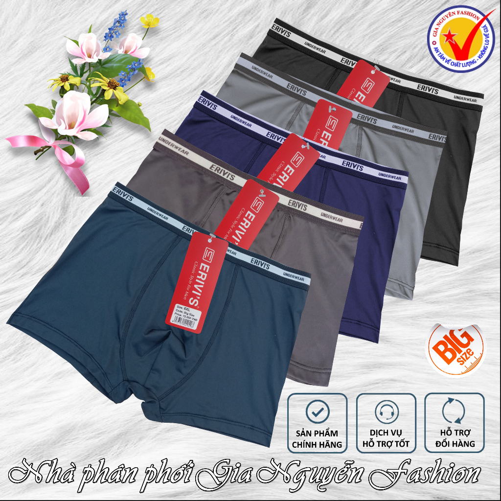 BigSize đến 150kg. Set 4 Quần boxer nam, quần sịp đùi nam thun lạnh dành riêng cho người mập