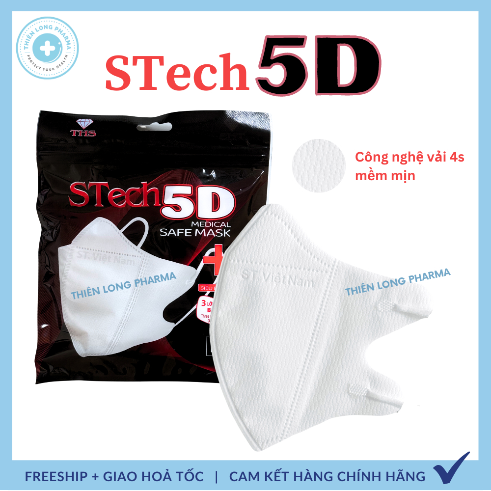 Khẩu trang 5D STECH công nghệ vải 4S êm mịn chính hãng công ty