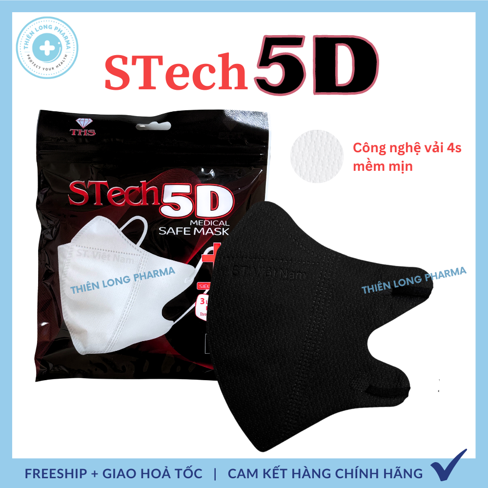 Khẩu trang 5D STECH công nghệ vải 4S êm mịn chính hãng công ty