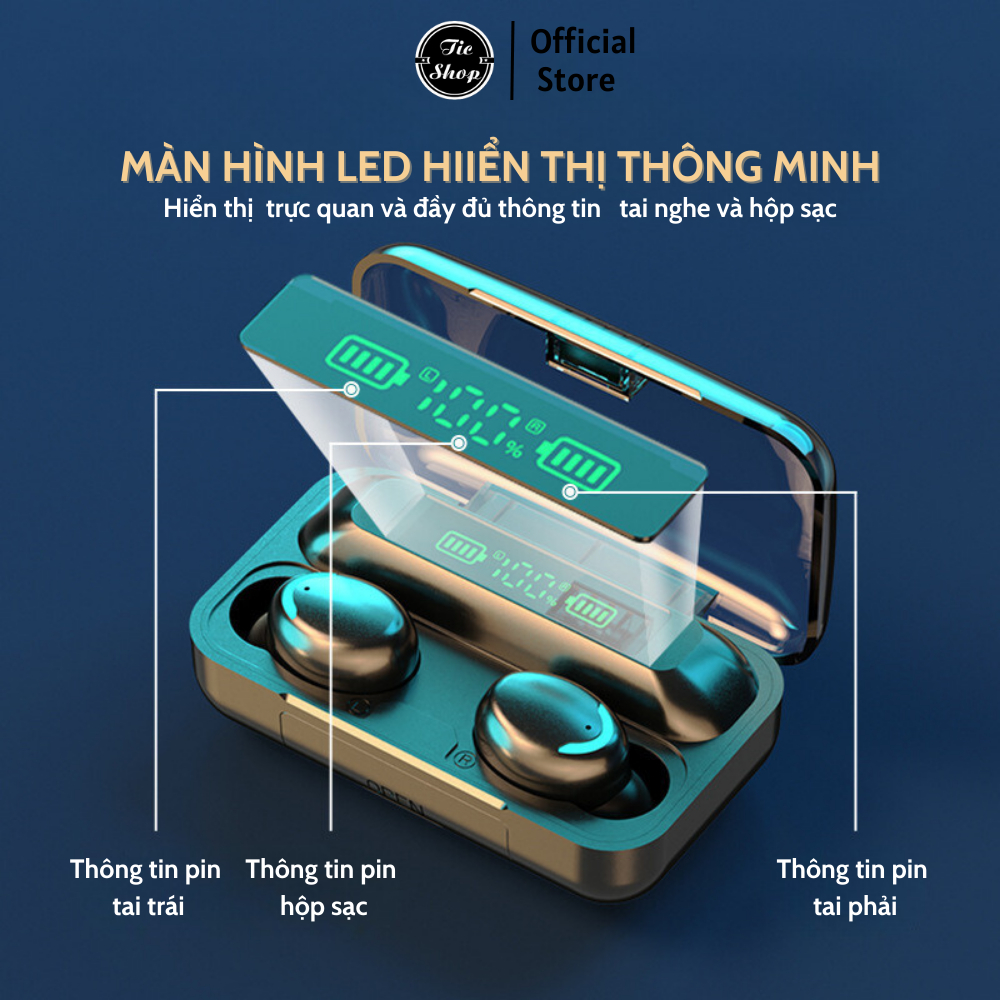 Tai Nghe Không Dây Amoid F9 Âm Thanh HiFi Cảm Ứng 2 Tai