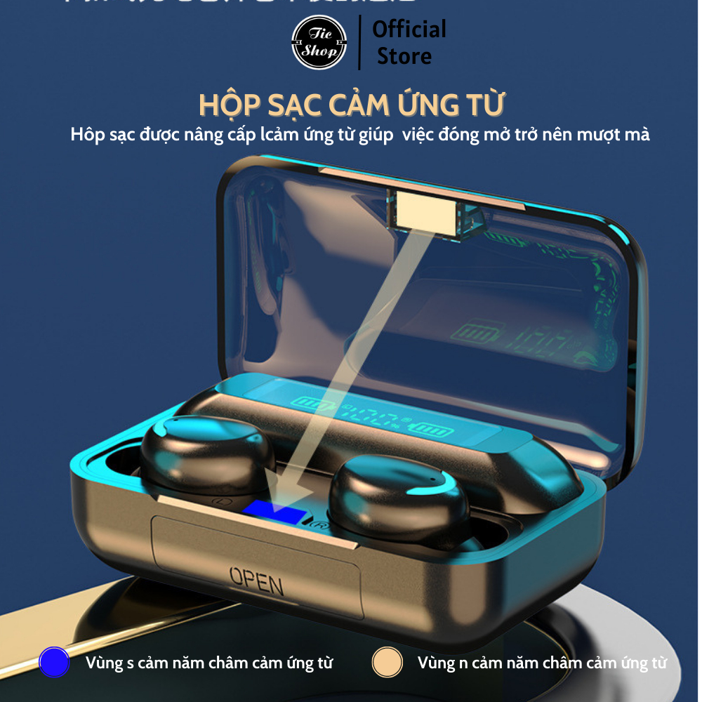 Tai Nghe Không Dây Amoid F9 Âm Thanh HiFi Cảm Ứng 2 Tai