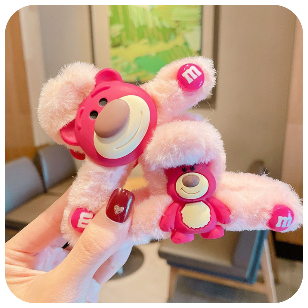Kẹp tóc càng cua bông hình gấu dâu lotso phong cách hàn quốc thời trang thu đông thanh lịch dễ thương IAMLOTSO STORE