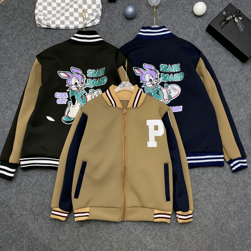 Áo khoác Bomber bé trai - bé gái 18-54kg từ 6-14 tuổi mẫu BLONG. Áo khoác bé trai, áo khoác bé gái, Áo thu đông cho bé