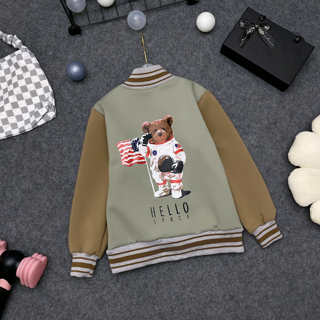 Áo khoác Bomber bé trai - bé gái 18-54kg từ 6-14 tuổi mẫu BLONG. Áo khoác bé trai, áo khoác bé gái, Áo thu đông cho bé