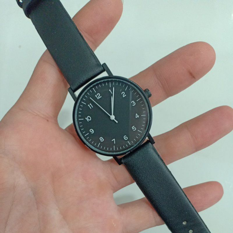 Đồng hồ si nam dây da hiệu NO BRAND ful đen độ mới 88%