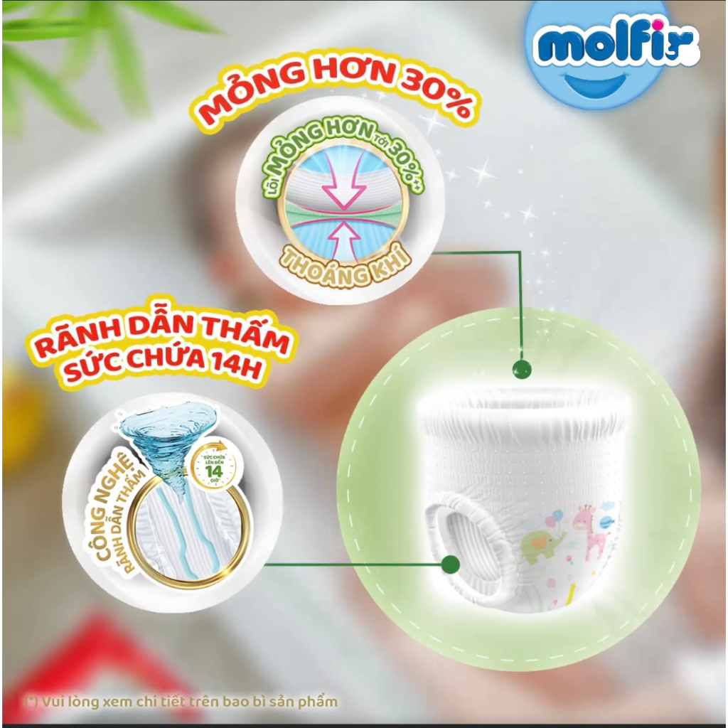 Tã bỉm quần Molfix Thổ Nhĩ Kì thiên nhiên organic size L20/XL18 miếng