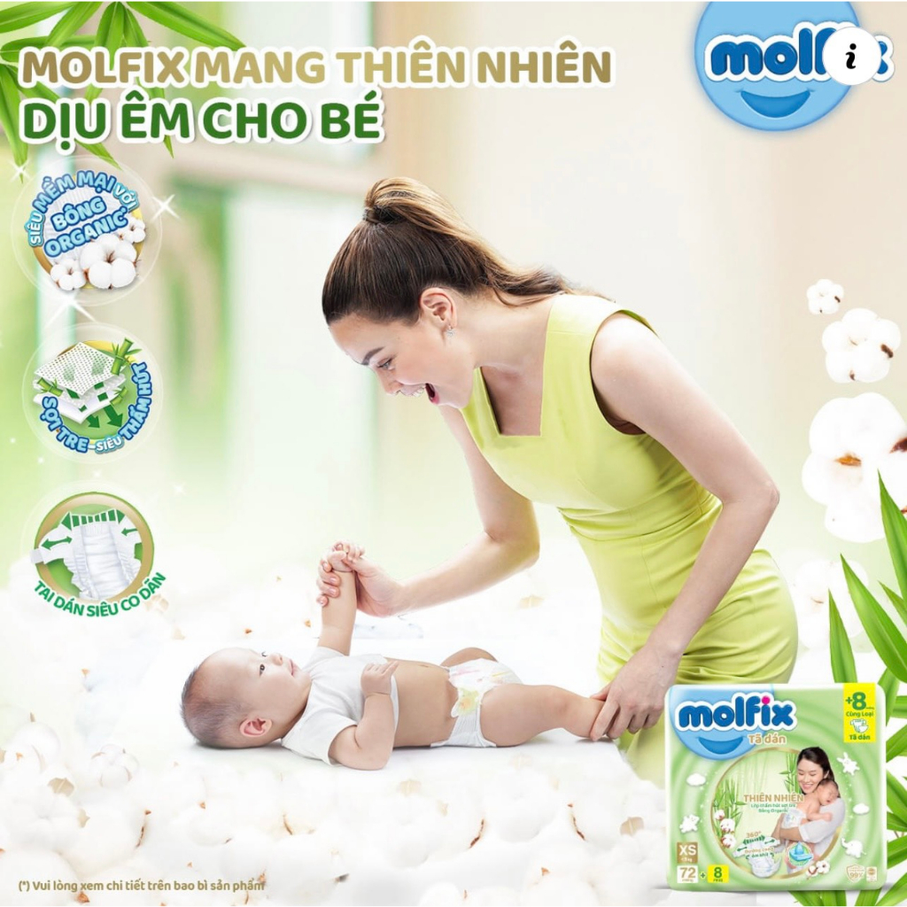 Tã bỉm quần Molfix Thổ Nhĩ Kì thiên nhiên organic size L20/XL18 miếng