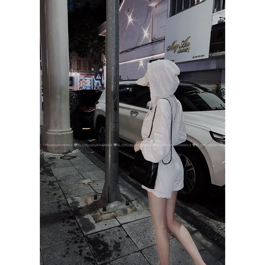 Set bộ nữ chất gió nhăn áo khoác mũ chun eo mix quần sooc hàng QC - Anna.store