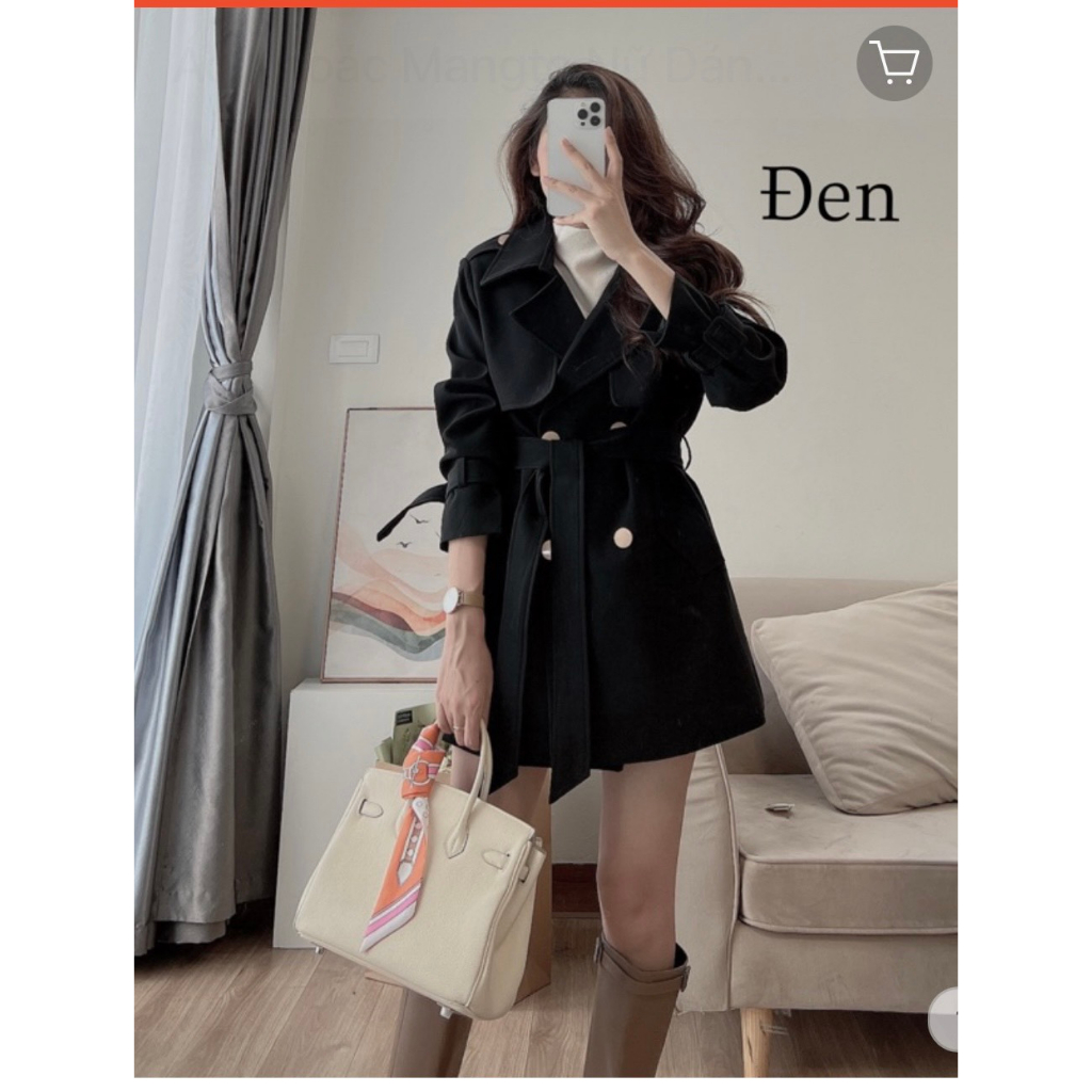 Áo khoác mangto dáng vừa kèm đai phong cách Hàn Quốc - Anna.Store