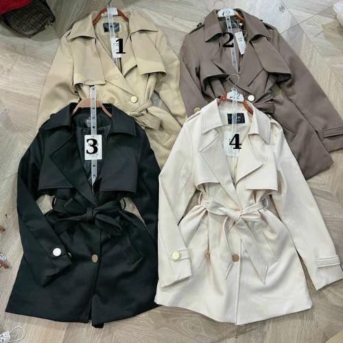 Áo khoác mangto dáng vừa kèm đai phong cách Hàn Quốc - Anna.Store