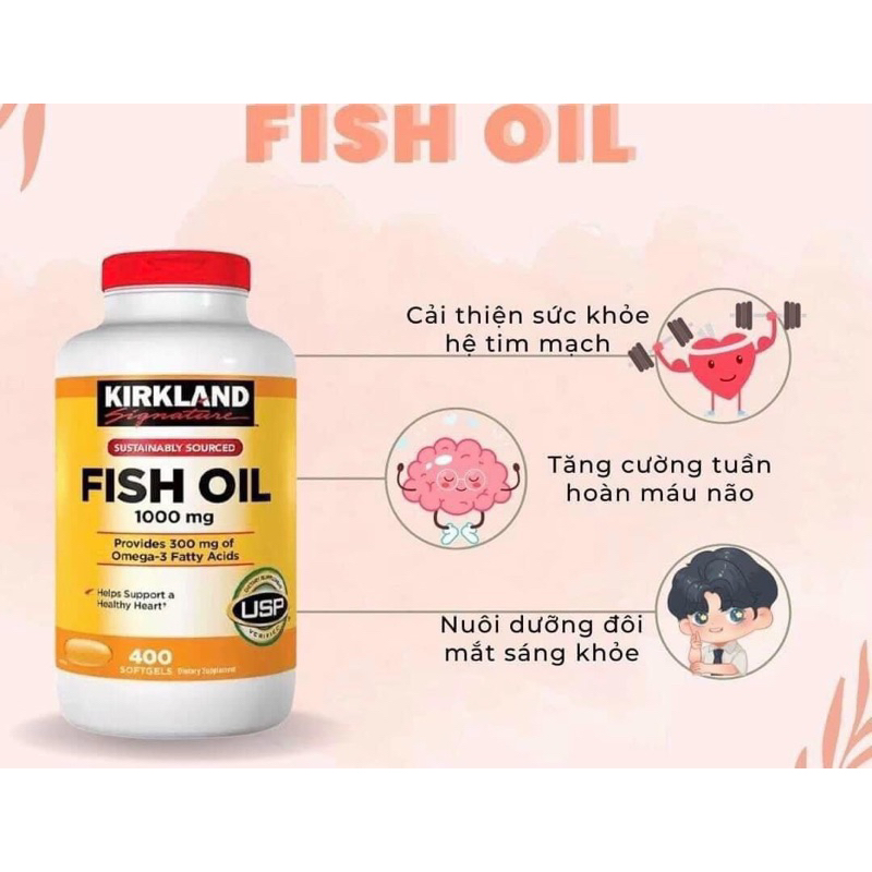 Viên Uống Fish Oil Dầu Cá Kirkland 400 Viên