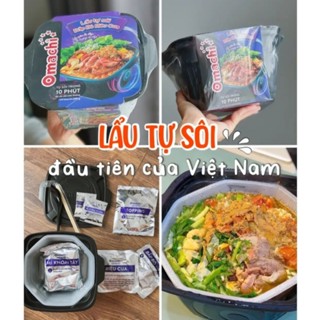  Hộp lẩu tự sôi ăn liền Omachi bắp bò riêu cua   Hải sản chua cay   Xốt bò hầm 270g 276g 