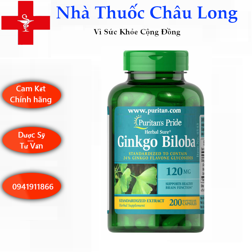 Ginkgo Biloba 120mg Của Mỹ Hỗ Trợ Tuần Hoàn Não, Giảm Trí Nhớ, Chóng Mặt