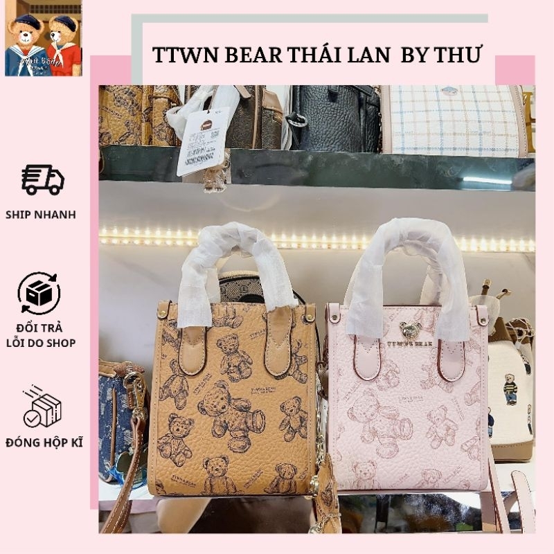 TUI DÁNG VUÔNG GẤU NÂU VÀ HỒNG TTWN BEAR [ HÀNG SẴN SHIP]