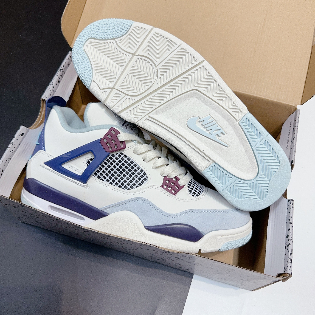 Giày thể thao JD4 Military Blue White V2 Da Thật Bản Cao Cấp