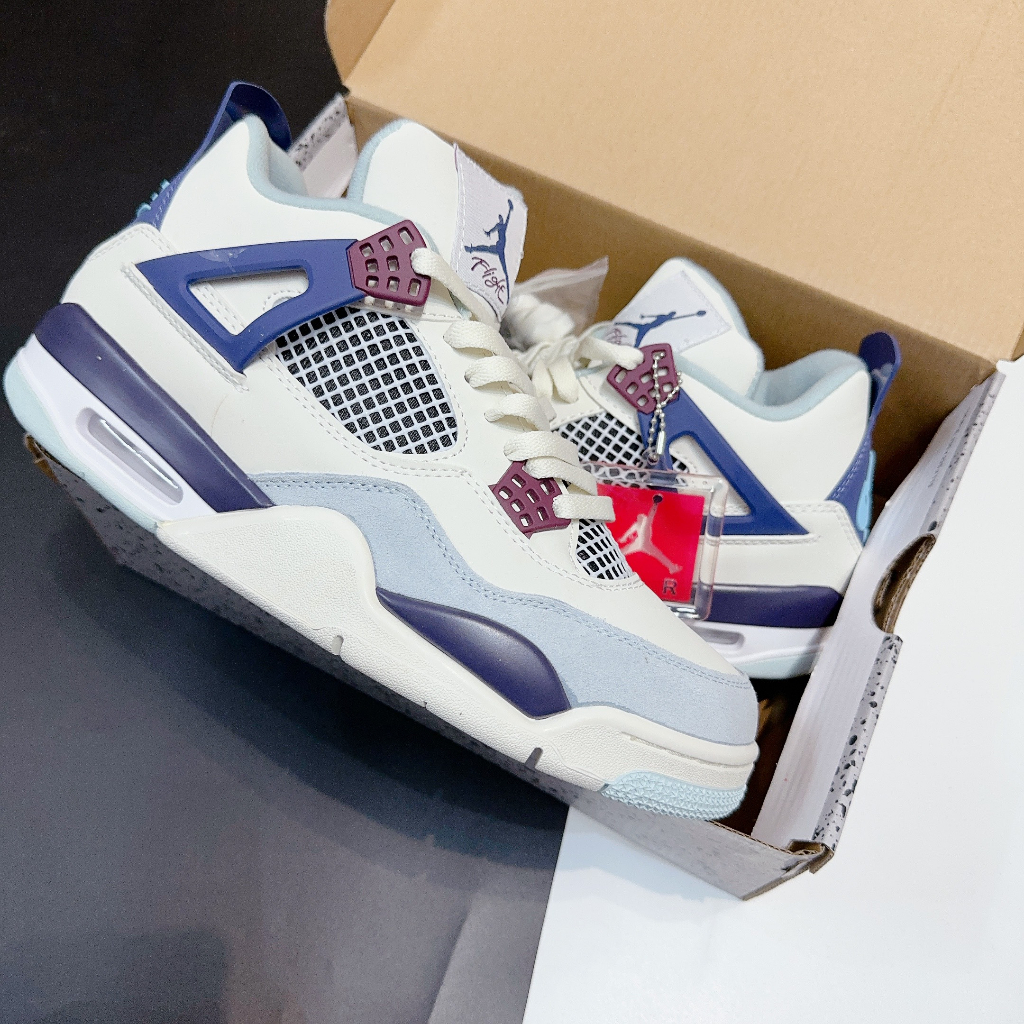 Giày thể thao JD4 Military Blue White V2 Da Thật Bản Cao Cấp