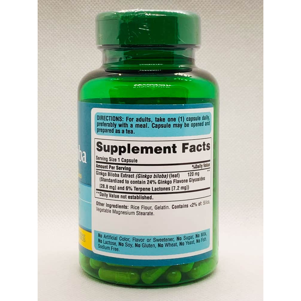 Ginkgo Biloba Puritan's Pride 120mg - Hỗ trợ tuần hoàn não - Nội địa Mỹ