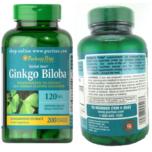 Ginkgo Biloba Puritan's Pride 120mg - Hỗ trợ tuần hoàn não - Nội địa Mỹ