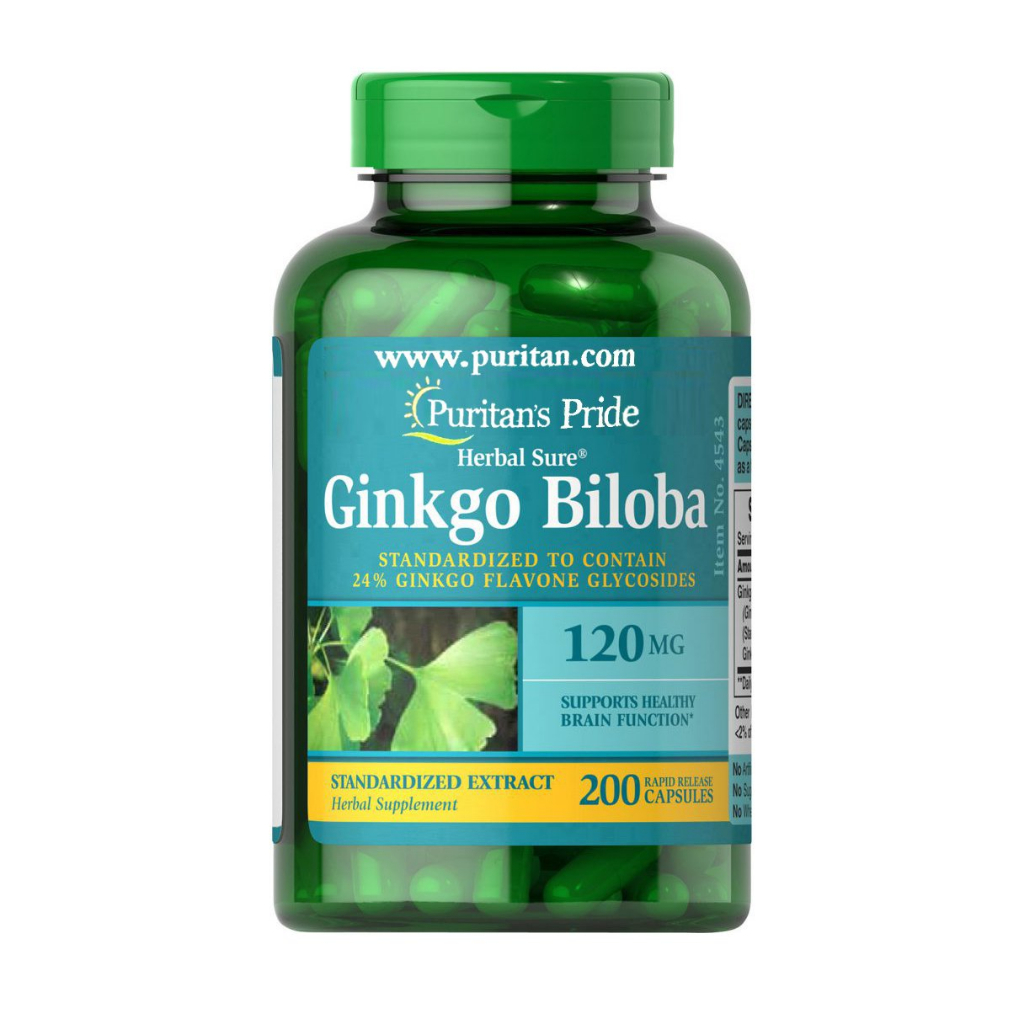 Ginkgo Biloba Puritan's Pride 120mg - Hỗ trợ tuần hoàn não - Nội địa Mỹ