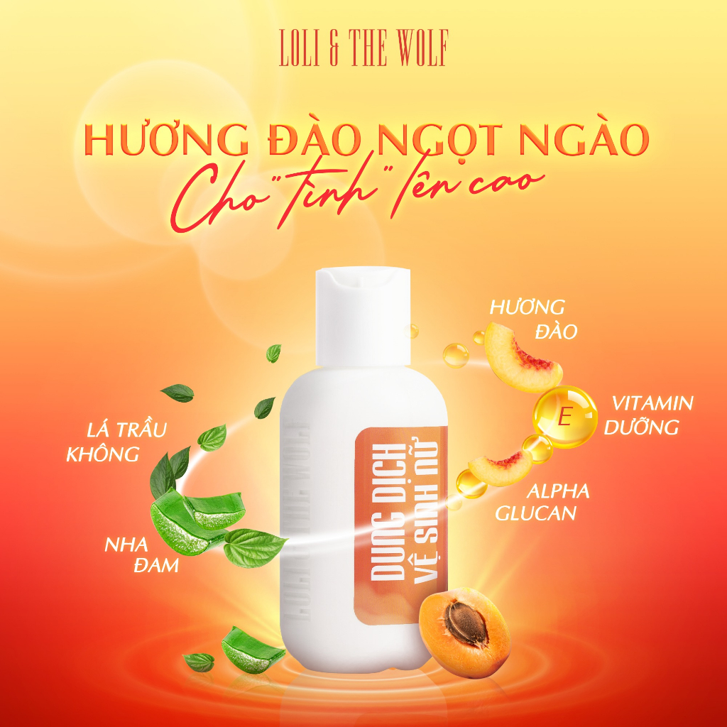 Dung Dịch Vệ Sinh Phụ Nữ Loli & The Wolf Mùi Đào Thơm Mát Thành Phần Tự Nhiên Chai 100ml