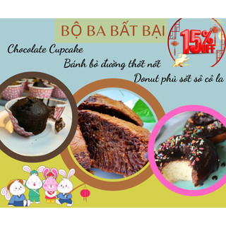 Bộ Bánh cupcake sô cô la, Donut và Bánh bò đường thốt nốt gồm bột trộn, nguyên liệu & vật dụng làm bánh