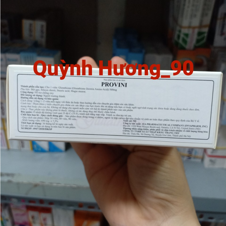 Viên uống trắng da PROVINI Glutathione hộp 30 viên giúp bật tông,chống lão hóa hiệu quả