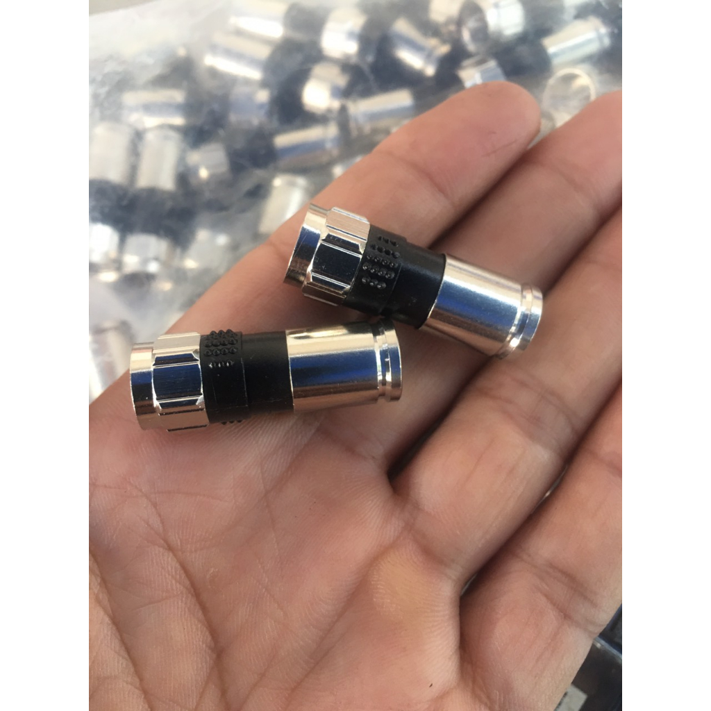 10 Jack F5, Rắc F5 nén, Đầu nối F5 chống nước loại xịn chuẩn USA đen, PCTERS6, hãng PCT-USA