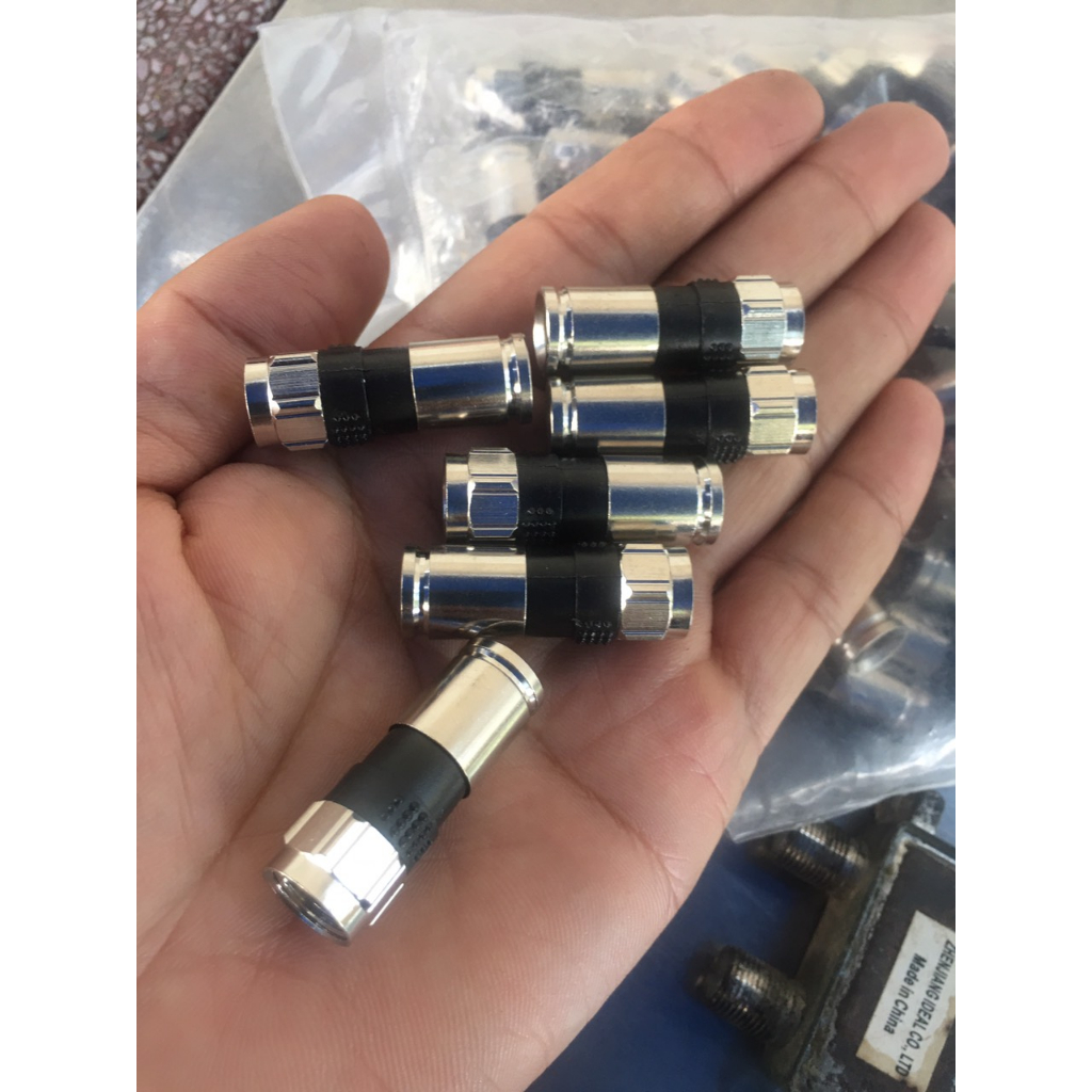 10 Jack F5, Rắc F5 nén, Đầu nối F5 chống nước loại xịn chuẩn USA đen, PCTERS6, hãng PCT-USA