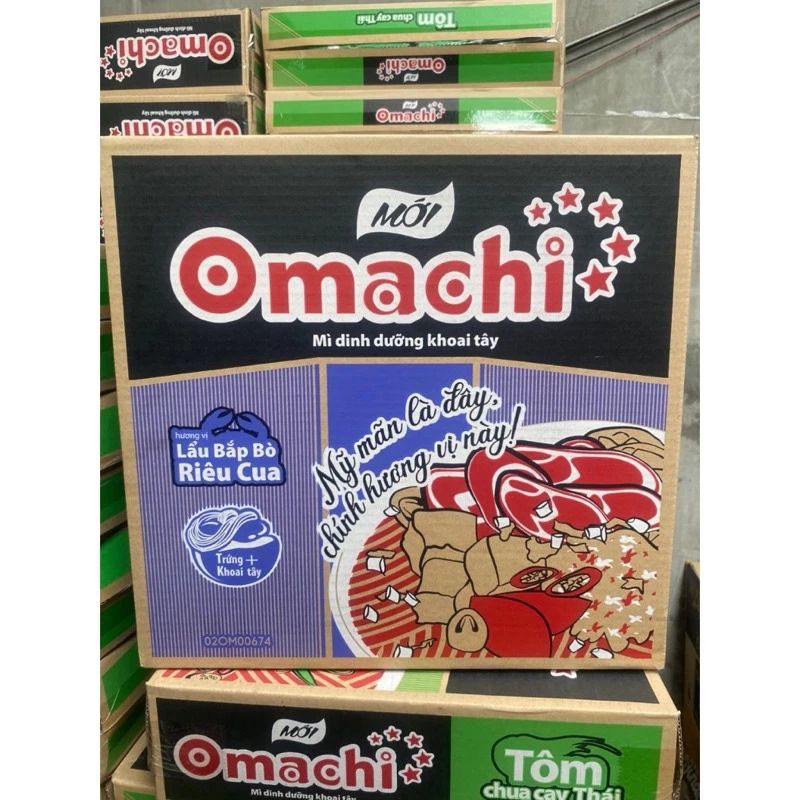 LỐC 5GÓI MỲ OMACHI BẮP BÒ RIÊU CUA 80G