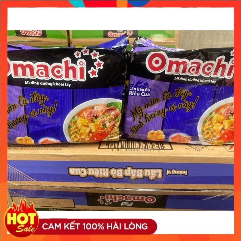 LỐC 5GÓI MỲ OMACHI BẮP BÒ RIÊU CUA 80G