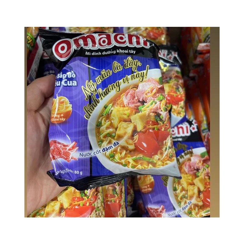 LỐC 5GÓI MỲ OMACHI BẮP BÒ RIÊU CUA 80G